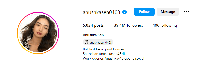 Anushka Sen Instagram